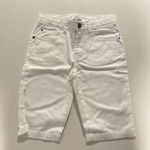 Girls white knee length shorts